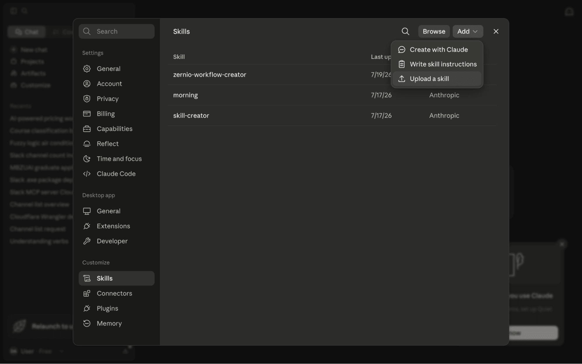 upload whatsapp skill in claude